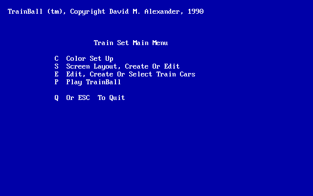 Title screen of TrainBall
