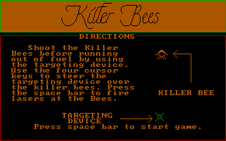 Title screen of Killer Bees (1985)