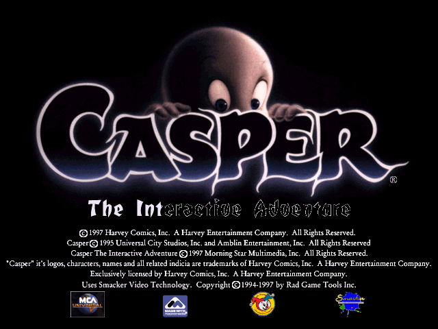 Title screen of Casper: The Interactive Adventure