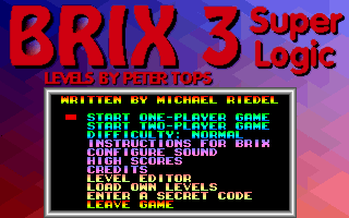 Title screen of Brix 3: Superlogic