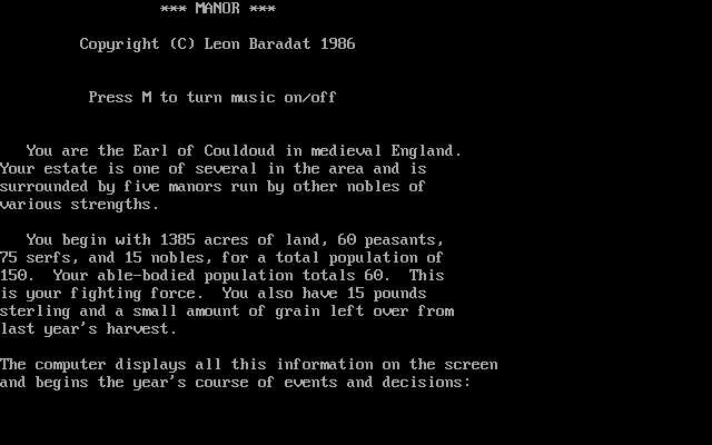 Title screen of Manor