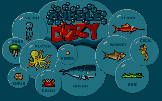 Title screen of Bubble Dizzy