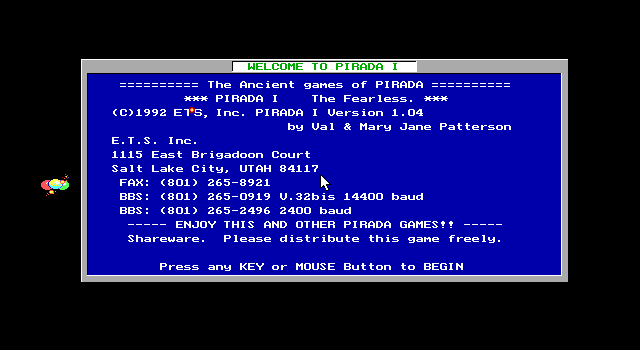Title screen of Pirada Trilogy