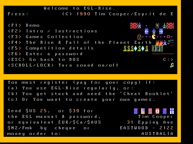 Title screen of EGL-Rise