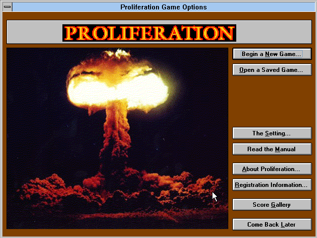 Title screen of Proliferation