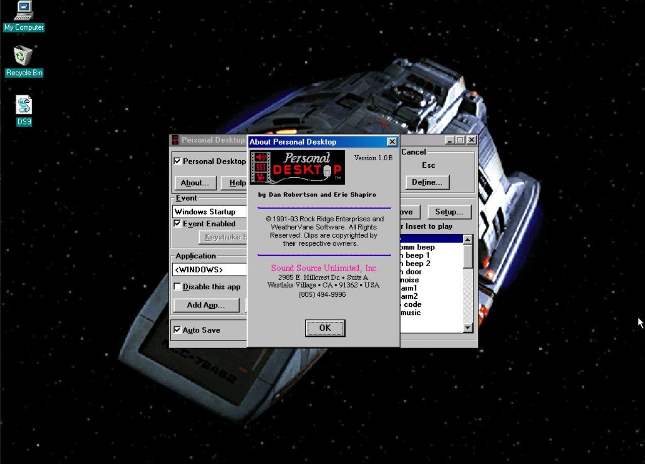 Title screen of Star Trek Deep Space Nine: Entertainment Utility