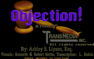 Title screen of Objection!