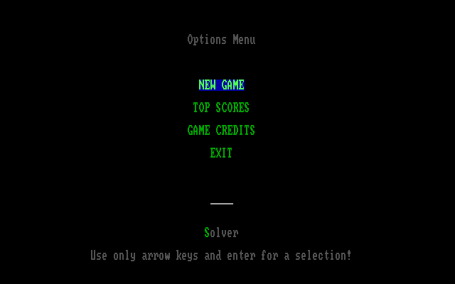 Title screen of Solver: The Bank Quest