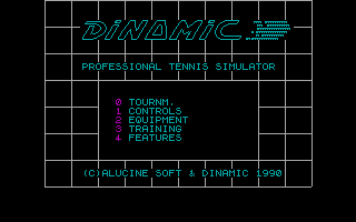 Title screen of Professional Tennis Simulator