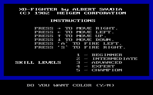 Title screen of XO-Fighter