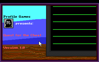 Title screen of The Quest for the Cheat