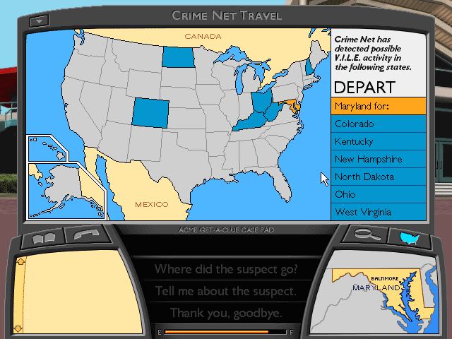 Gameplay of Where in the USA is Carmen Sandiego?