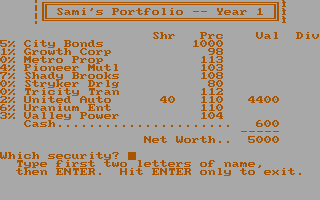 Gameplay of Computer Stocks & Bonds