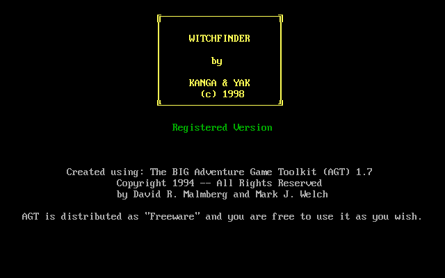 Title screen of Witchfinder