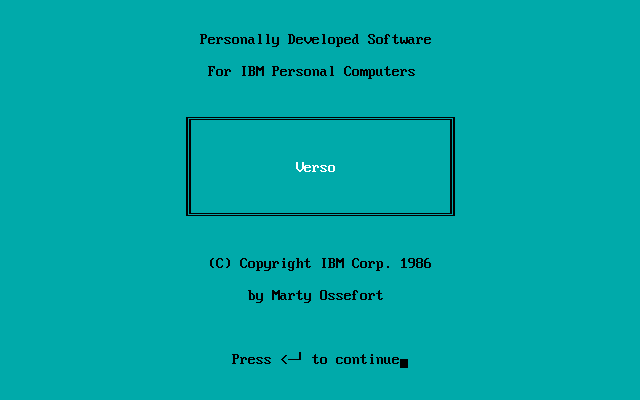 Title screen of Verso