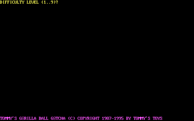Title screen of Tommy's Gorilla Ball Gotcha