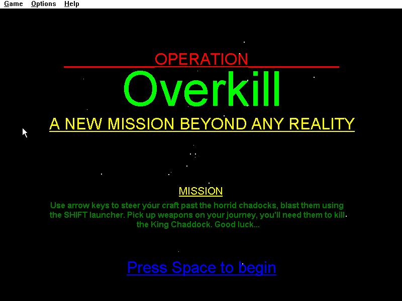Title screen of Operation Overkill