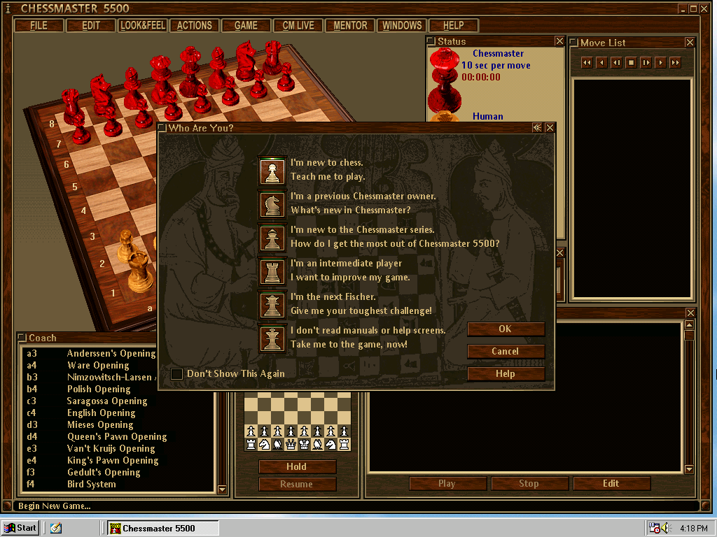 Gameplay of Chessmaster 5000