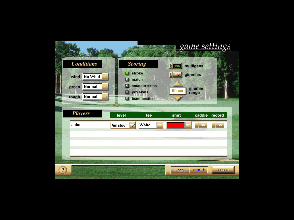 Gameplay of Microsoft Golf 3.0