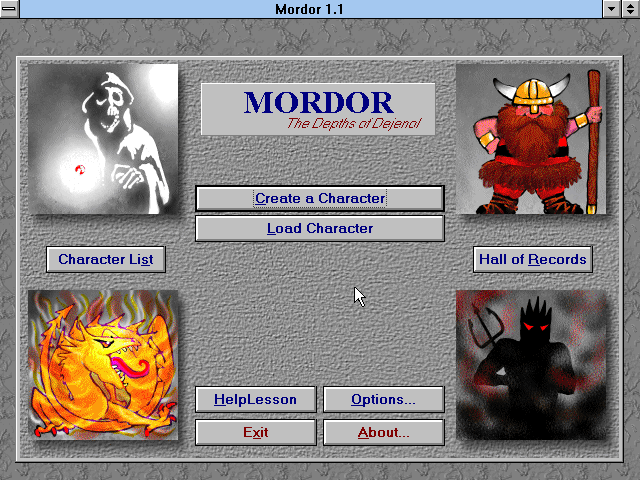 Title screen of Mordor: The Depths of Dejenol