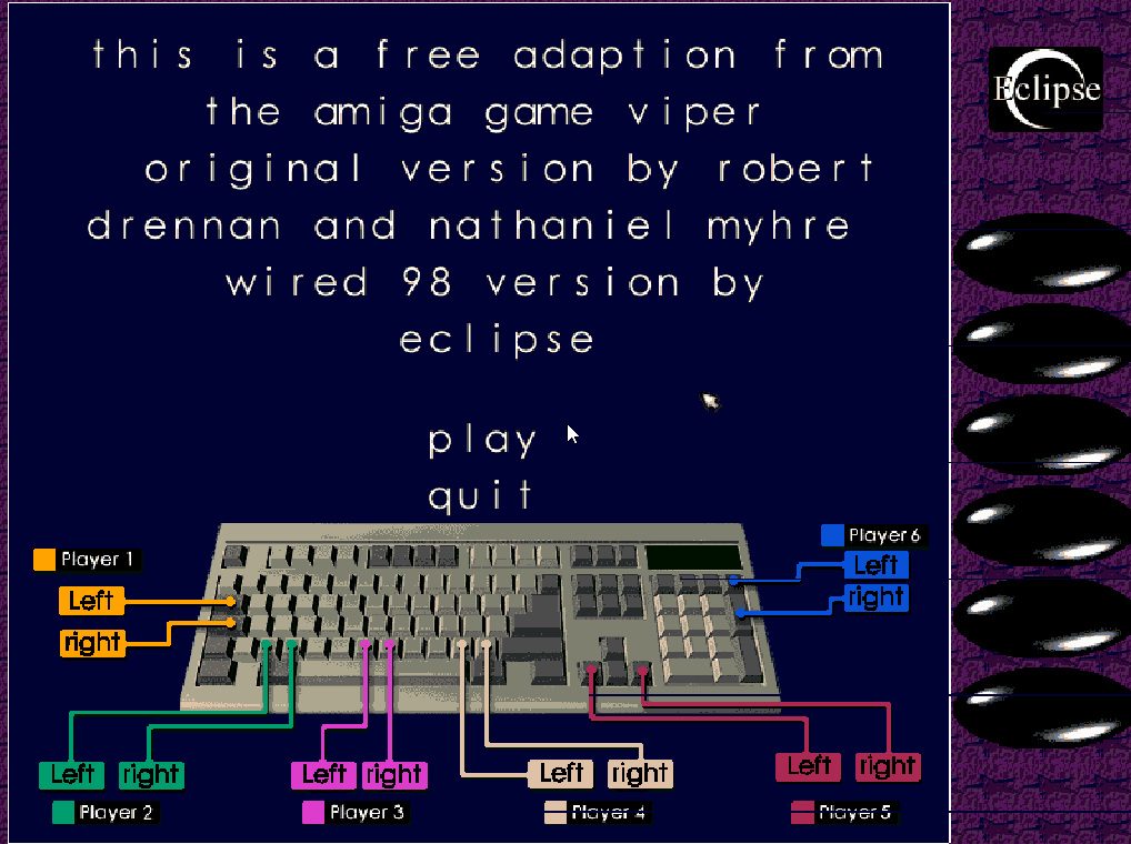 Title screen of Viper (1998)