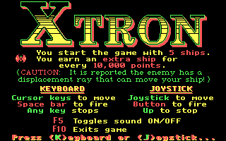 Title screen of Xtron