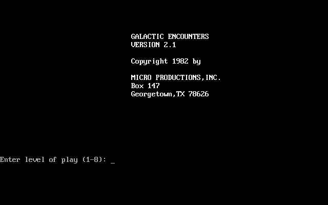 Title screen of Galactic Encounters