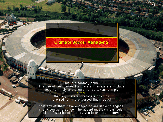 Title screen of Ultimate Soccer Manager 2