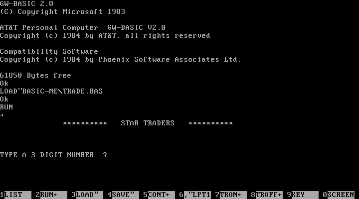 Title screen of Star Traders