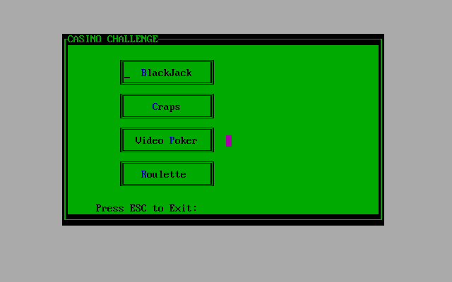 Title screen of Casino Challenge