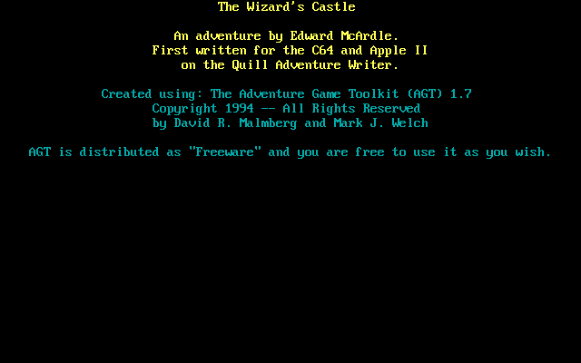 Title screen of The Wizard's Castle (1994)