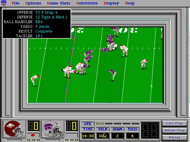 Gameplay of All-American College Football (1995)