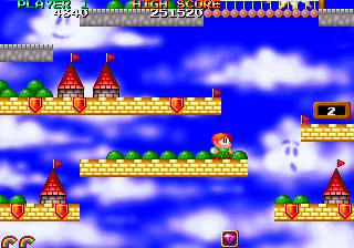 Gameplay of Bubble Bobble also featuring Rainbow Islands