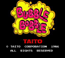 Title screen of Bubble Bobble also featuring Rainbow Islands
