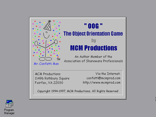 Title screen of OOG: The Object Orientation Game