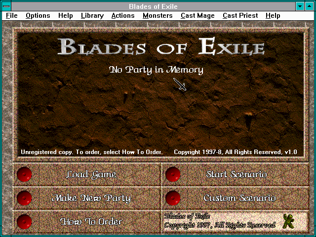 Title screen of Blades of Exile
