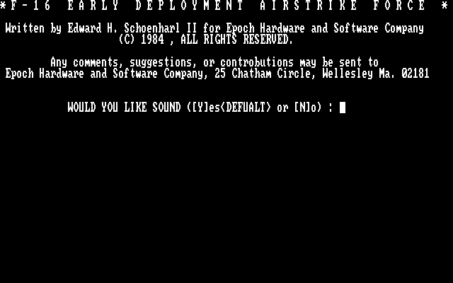 Title screen of F-16 Early Deployment Airstrike Force