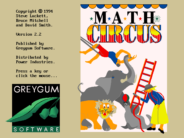 Title screen of Math Circus: Act 1