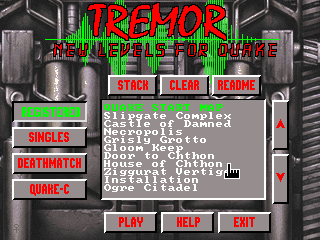 Title screen of Tremor for Quake