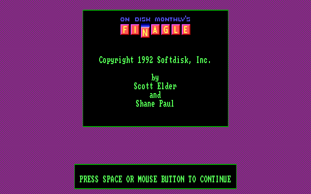 Title screen of Finagle
