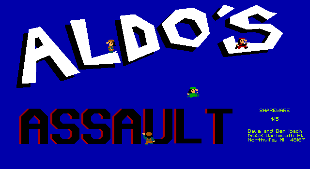 Title screen of Aldo's Assault (Aldo 3)
