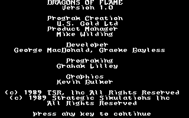 Title screen of Dragons of Flame