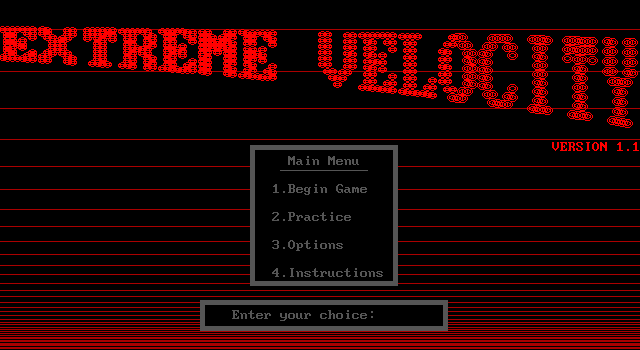 Title screen of Extreme Velocity