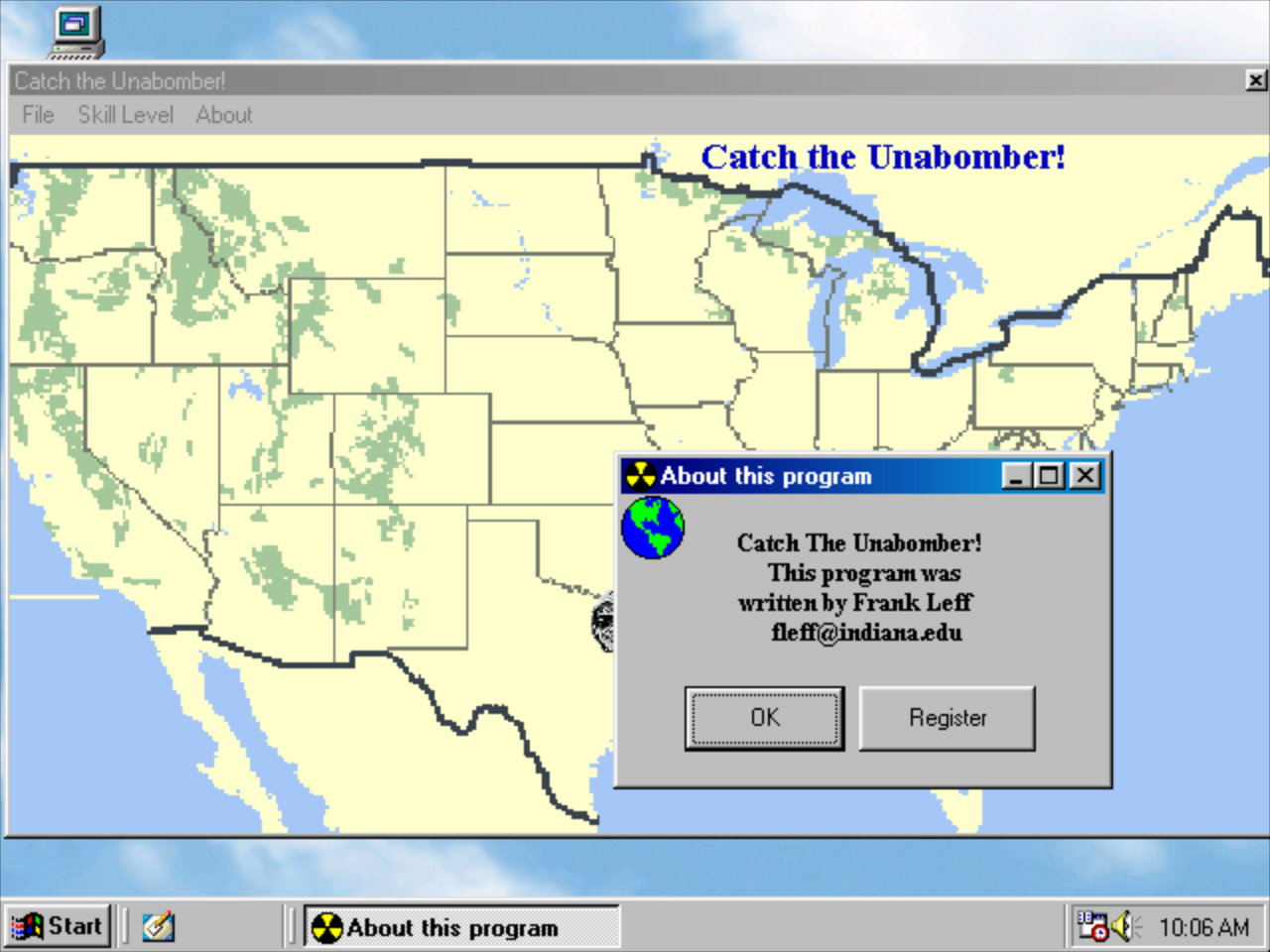 Title screen of Catch the Unabomber