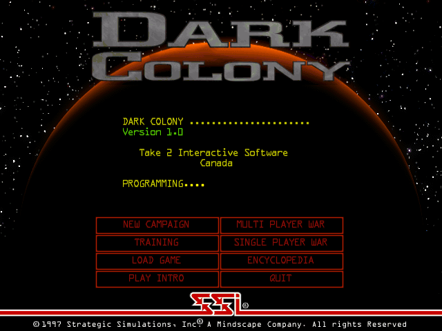 Title screen of Dark Colony