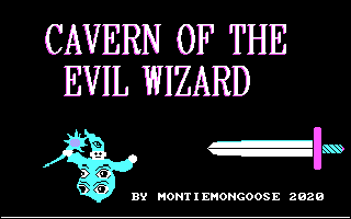Title screen of Cavern of the Evil Wizard