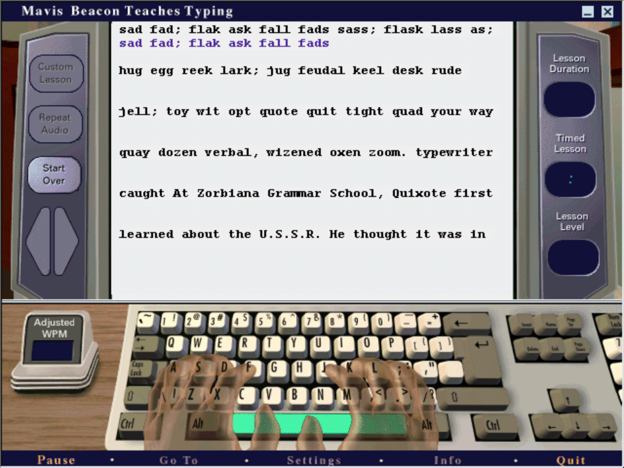 Gameplay of Mavis Beacon Teaches Typing: Version 8