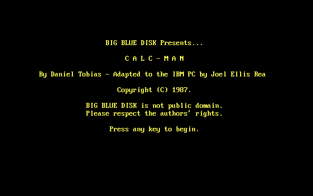 Title screen of Calc-Man