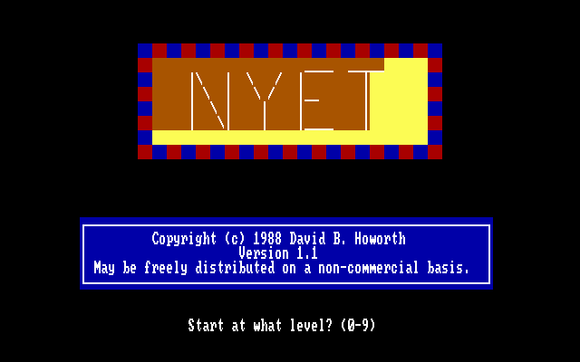 Title screen of Nyet