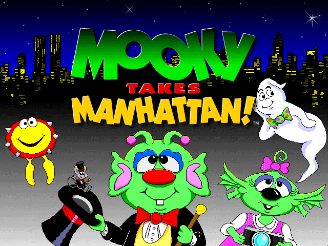 Title screen of Mooky Takes Manhattan